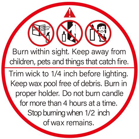 Buy 2 inch Large Candle Warning Labels with Prohibition Icon, 500 ...