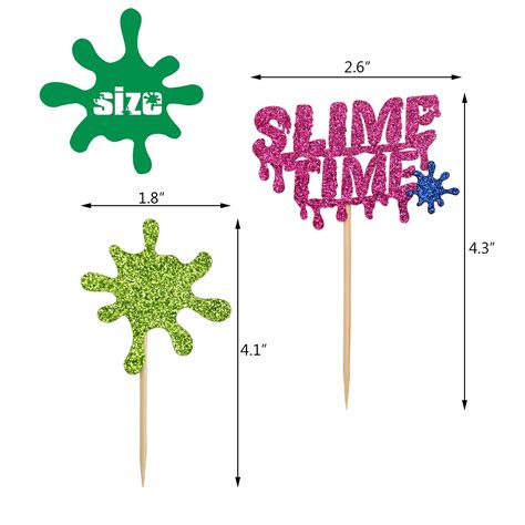 Buy 24pcs Glitter Slime Cupcake Toppers for Slime Birthday Party Baby ...