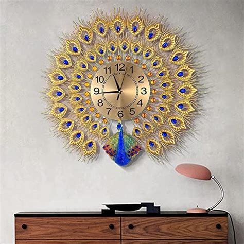 Buy DISHIN Home Decoration European Peacock Wall Clock Crystal Luxury ...