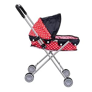 SAZ DEKOR Mini PP Dotted Baby Doll Stroller Trolley for Toddler Pretend ...