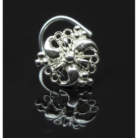 indian 925 sterling silver nose stud corkscrew piercing nose ring l ...