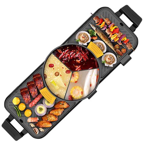 Buy Ljings Electric Grill with Hot Pot 2 in 1 Indoor BBQ Grill, Steamer ...