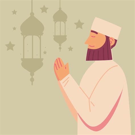 Homme avec lampe culture musulmane | Vecteur Premium