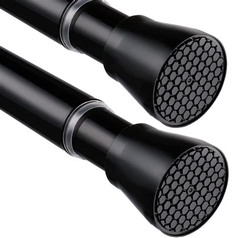 2 Pack Black Spring Tension Curtain Rod 28-48 Inches, 7/8" Adjustable ...