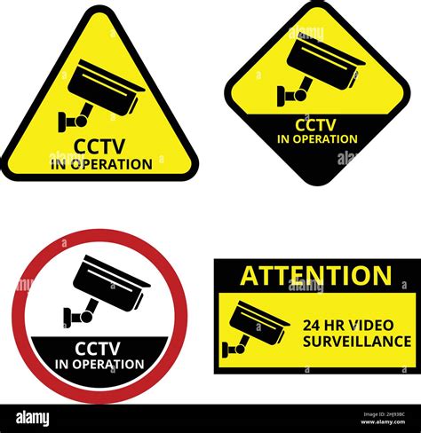 cctv in operation, video surveillance signs - vector Stock Vector Image ...