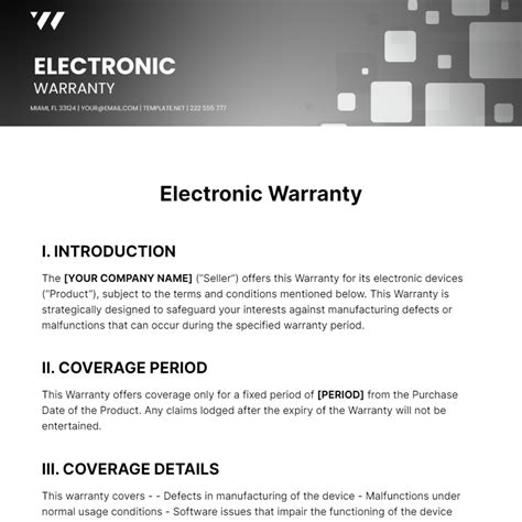 Free Electronic Warranty Template to Edit Online