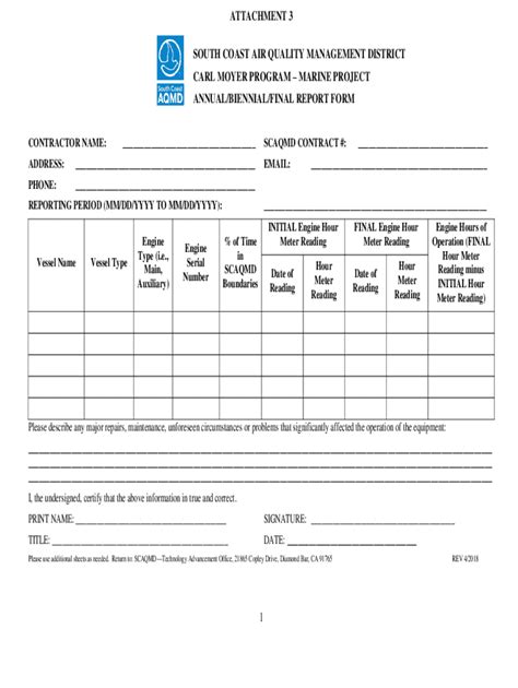 Fillable Online ftp aqmd marine project annual/biennial/final report ...