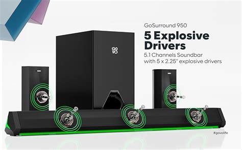 GOVO GOSURROUND 950 | 500W Sound bar | 5.1 Channel Home Theatre with 6. ...