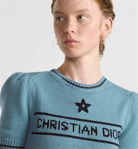 Short-Sleeved Sweater Blue Wool and Cashmere Knit | DIOR