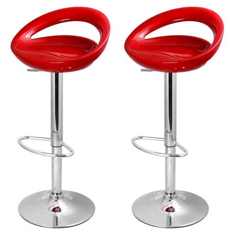 Elegant Red Bar Stools with Adjustable Height