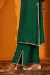 Buy Emerald Green Organza, Silk Embroidery Round Neck Kriti Kurta Pant ...