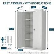 Buy SUPEER Metal Garage Storage Cabinet, 72 Inches Tall Lockable Gray ...