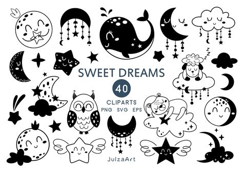 Sweet Dreams Clipart, Celestial Svg Png Graphic by JulzaArt · Creative ...