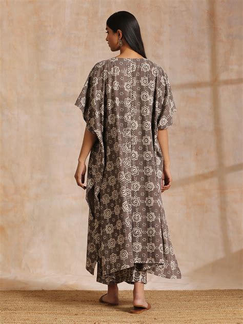 Clay Dabu Overall Print Cotton Panel Kaftan Kurta Pant Set – trueBrowns