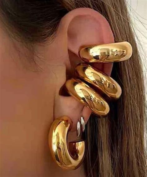 Chunky Gold Ear Cuff Earrings for … curated on LTK | Ear cuffs, Schmuck ...