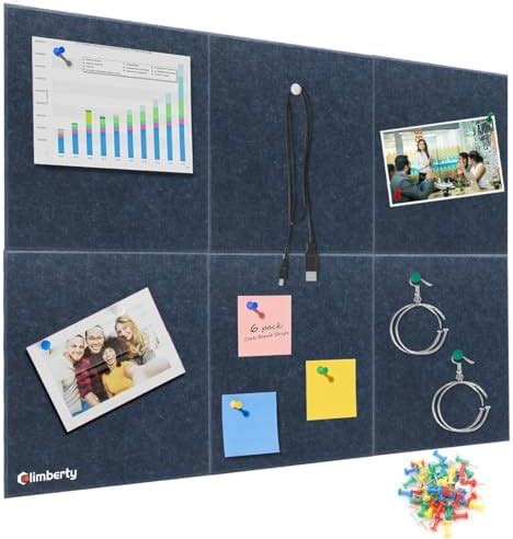Climberty® 6-Piece Felt Board Bulletin Board, 30x30cm Self-Adhesive ...