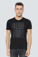 Buy Men Black Print Crew Neck T-shirt Online - 308759 | Louis Philippe