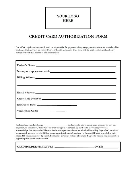 Healthcare Credit Card Authorization Logo PDF Form - Etsy