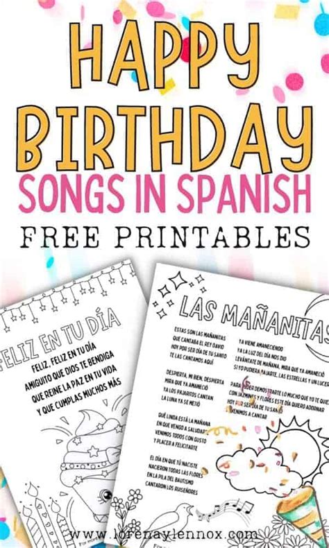 Happy Birthday Songs in Spanish: Free Printable Lyrics and Coloring ...