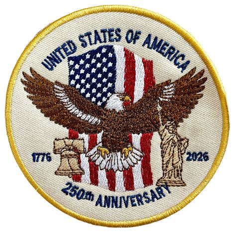 250th Anniversary USA Eagle Patch - American Flag, Liberty Bell & Stat ...