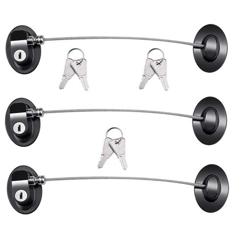 Refrigerator Door Locks(3-Pack Black),Mini Fridge Lock, File Cabinet ...