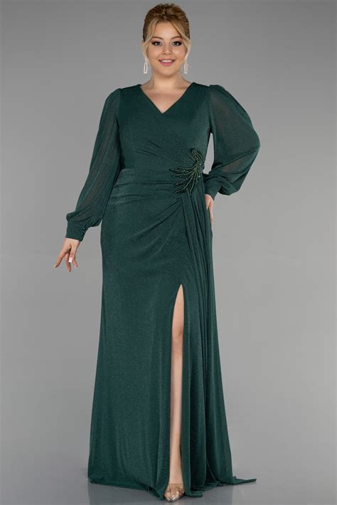 Long Emerald Green Plus Size Evening Dress ABU3485 | Abiyefon.com