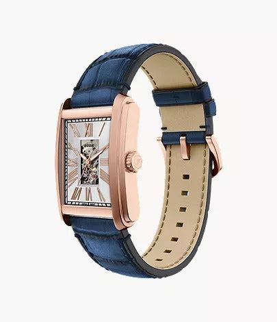 Fossil Carraway Automatic Blue Croco Leather Men's Watch, ME3274