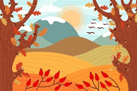 Beautiful autumn landscape | Free Vector
