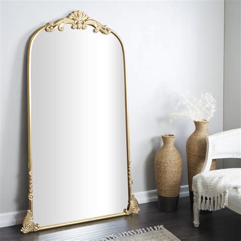Retro Baroque Style Carved Wooden Floor Mirror Full Length, 47% OFF