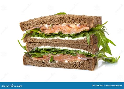 Smoked Salmon Sandwich stock image. Image of lunch, rocket - 44830605