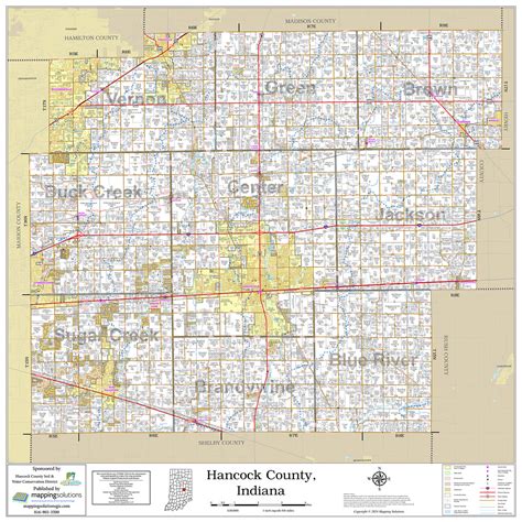 Hancock County Indiana 2024 Wall Map | Mapping Solutions