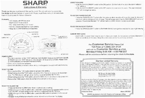 Image result for Sharp Clock SPC364 Manual
