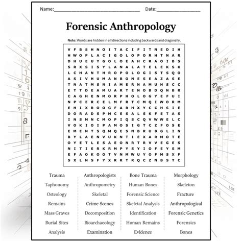 Forensic Anthropology Word Search Puzzle Worksheet Activity PDF ...