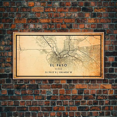 El Paso Texas Vintage Map Print, El Paso Map, Texas Map Art, El Paso C ...