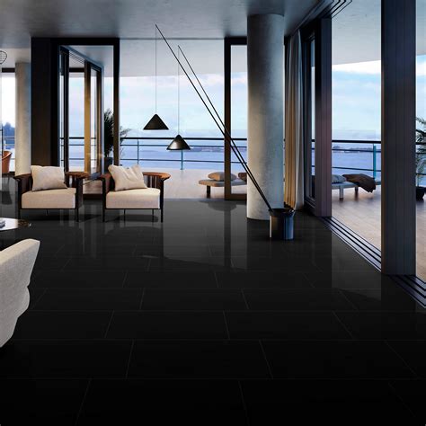 Iceland Black Polished Porcelain Tile | Floor and Decor