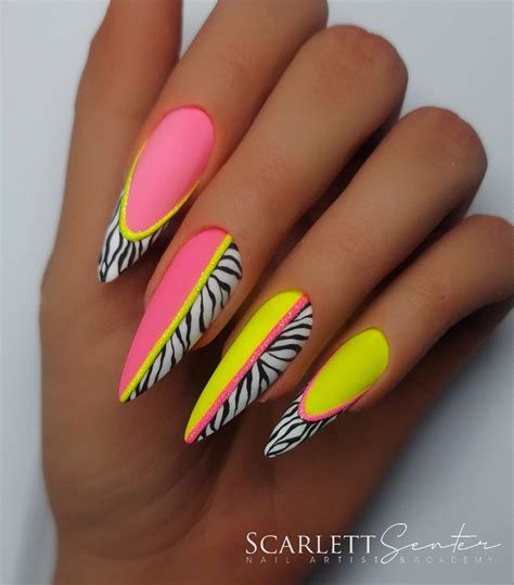 Neon zebra print nail art design | Neon nail art, Neon nails, Animal ...