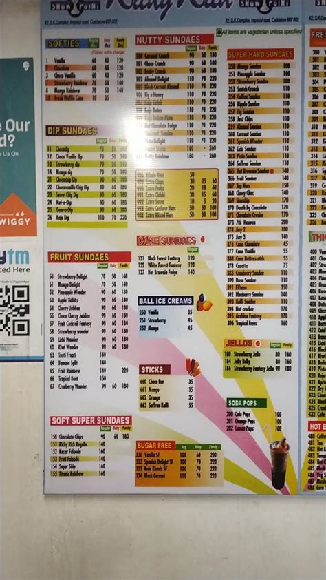 Menu at Richy Rich, Cuddalore
