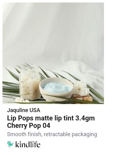 Jaquline USA: Lip Pops matte lip tint 3.4gm Cherry Pop 04