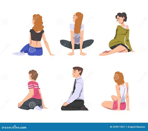 Man and Woman with Bended Knees Sitting on the Floor Feeling Calm ...