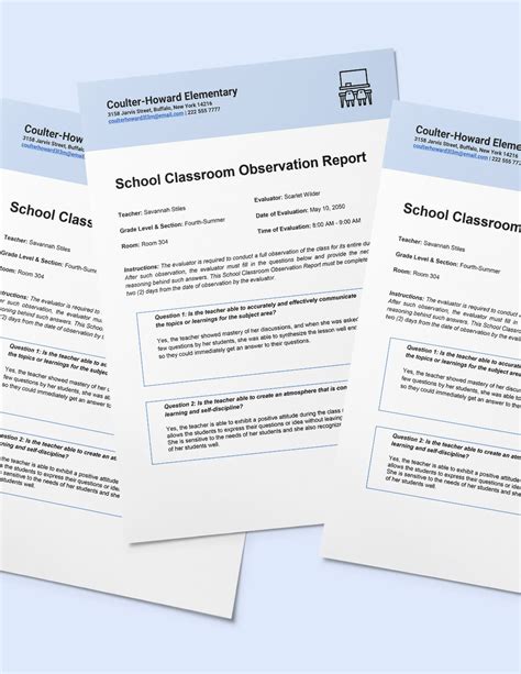 Image result for Observational Report Example