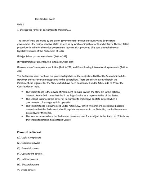 Constitution law 2 - Assessment pattern - Constitution law 2 Unit 1 1 ...
