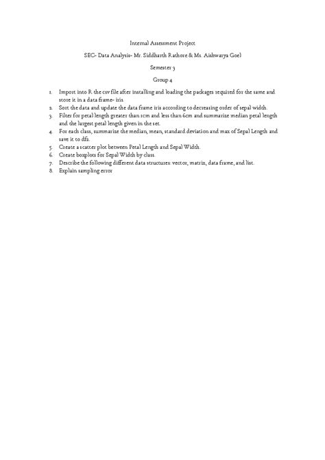 Internal Assessment Assignment - Internal Assessment Project SEC- Data ...