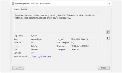 Image result for 41 Kernel-Power Critical Error Windows 1.0