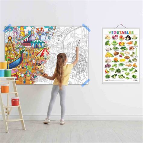 Vegetables and GIANT AMUSEMENT PARK COLOURING POSTER|Set of 1 chart+1 ...