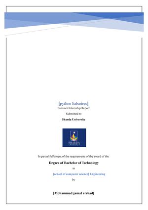 Summer Internship Guidelines Rubrics and Report formats (1) - SUMMER ...