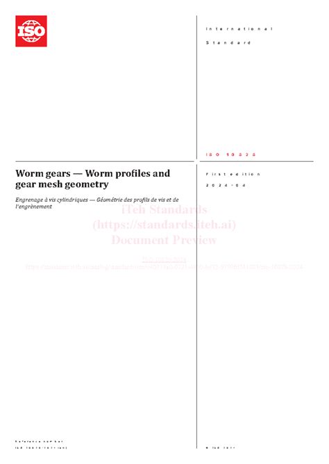 ISO 10828:2024 - Report on Characteristics of Worm Gears and Profiles - Studocu