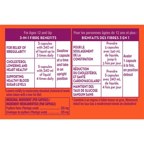 Metamucil 3 in 1 MultiHealth Fibre Capsules - 100 Count, Sugar-Free Psyllium for Heart ...