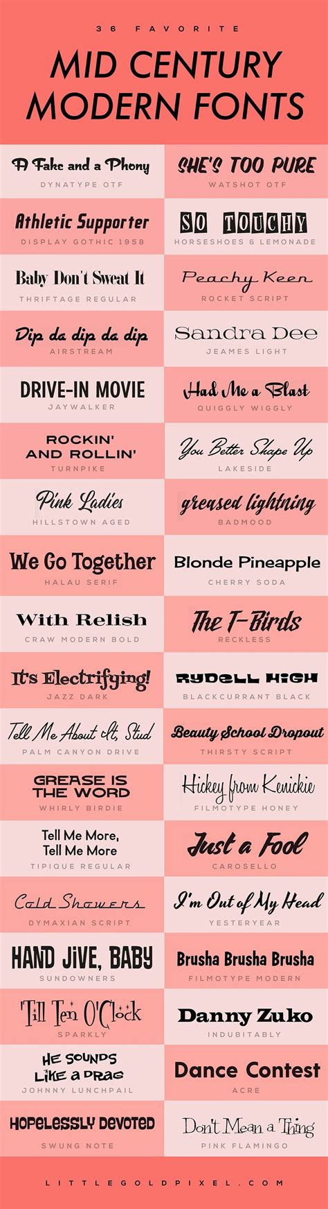 Awesome Mid Century Modern Fonts • Retro Typography • Little Gold Pixel ...