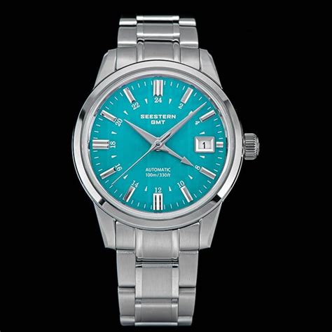 Seestern S446 GMT Watch Teal Colour Dial (Seiko NH34 GMT movement ...