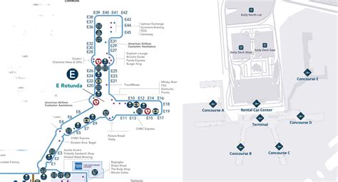Terminals map Charlotte Douglas Airport CLT {North Carolina}